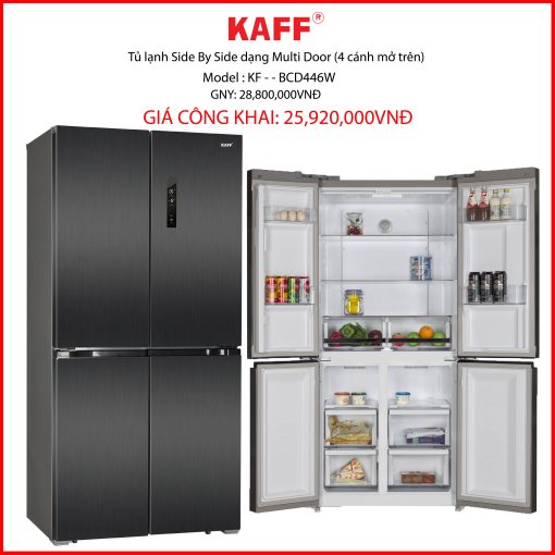 TỦ LẠNH KAFF KF  - BCD446W SIDE BY DẠNG MULTI DOOR ( 4 CÁNH MỞ TRÊN )