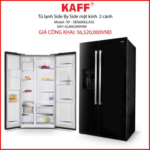 TỦ LẠNH KAFF KF - SBS600GLASS SIDE BY SIDE MẶT KÍNH 2 CÁNH