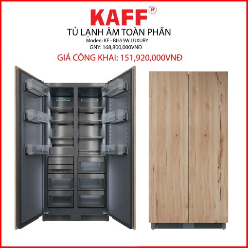 Tủ lạnh KAFF KF - BI555W LUXURY  cao cấp âm toàn phần dạng Multi Door (2 cánh mở trên)
